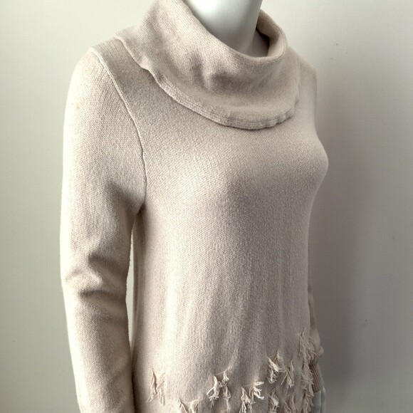 Harper Lane Long Sleeve Cowl Neck Fringe Accent Sweater Blush S - Picture 7 of 7